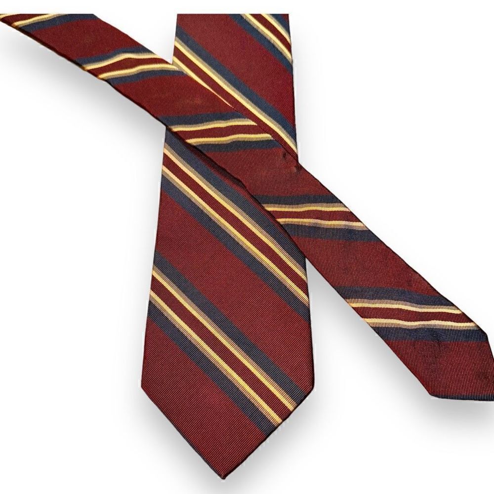 Ferrell Reed Rep Stripe Navy & Red Made in USA Neck Tie